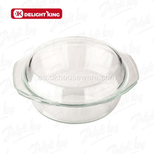 Cazuela de vidrio de alta borosilicato con cubierta.